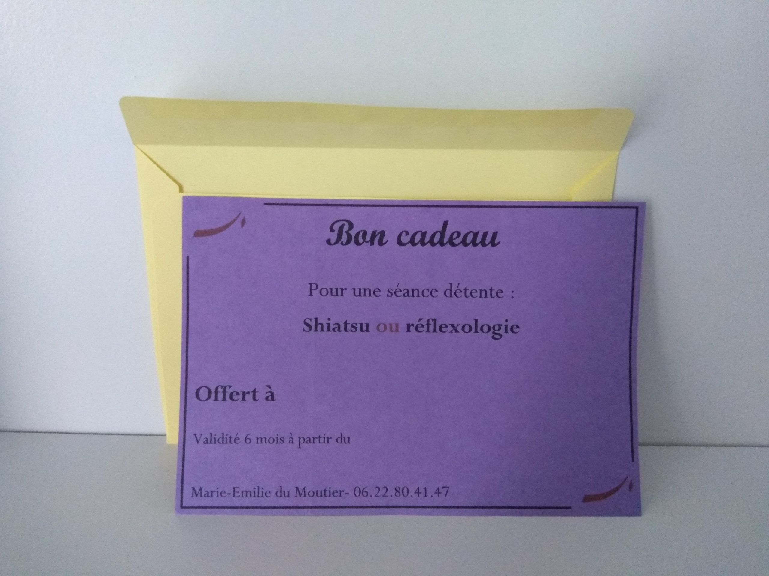Bon cadeau shiatsu et reflexologie plantaire a treffendel broceliande